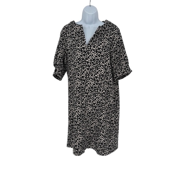 Karen Kane Dresses & Skirts - Karen Kane Black Cream Animal Cheetah Leopard V-Neck Short Sleeve Midi Dress XL